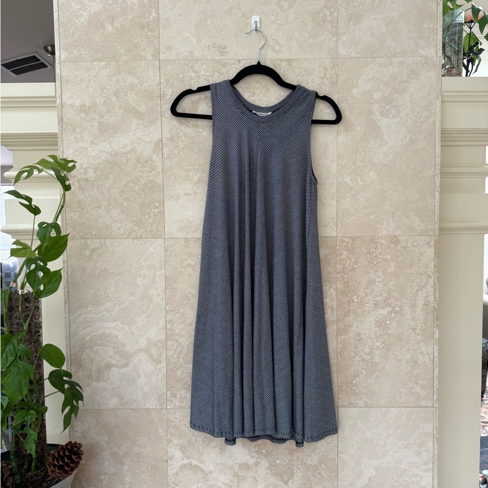 Rolla Coster Striped Sleeveless Swing Dress M Navy White Knit Casual Fit & Flare